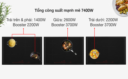 Công suất - Bếp từ 4 vùng nấu lắp âm Bosch PIE875DC1E