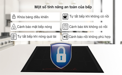 Tính năng an toàn - Bếp từ 4 vùng nấu lắp âm Bosch PIE875DC1E