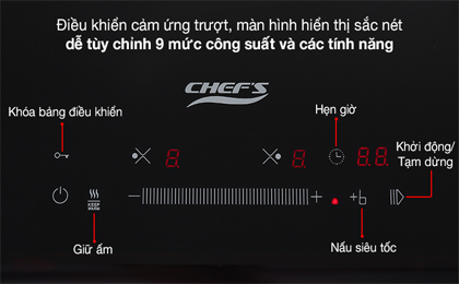 Bảng điều khiển - Bếp từ đôi lắp âm Chef's EH-DIH366