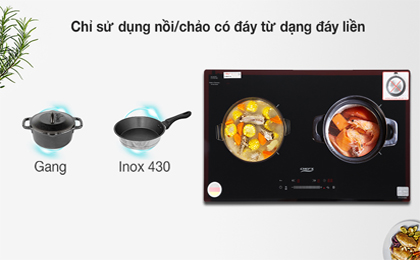 Dùng nồi chảo - Bếp từ đôi lắp âm Chef's EH-DIH366