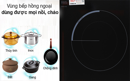 Bếp từ hồng ngoại Chef's EH - MIX333 - Vùng bếp hồng ngoại sử dụng được với mọi loại nồi chảo