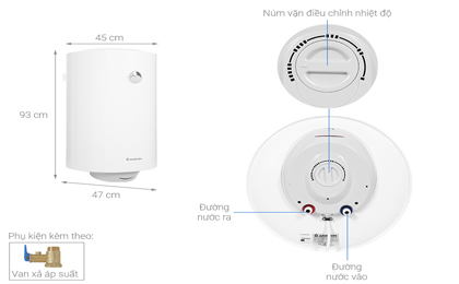 Bình nước nóng gián tiếp Ariston 100 lít 2500W PRO R 100 V 2.5 FE