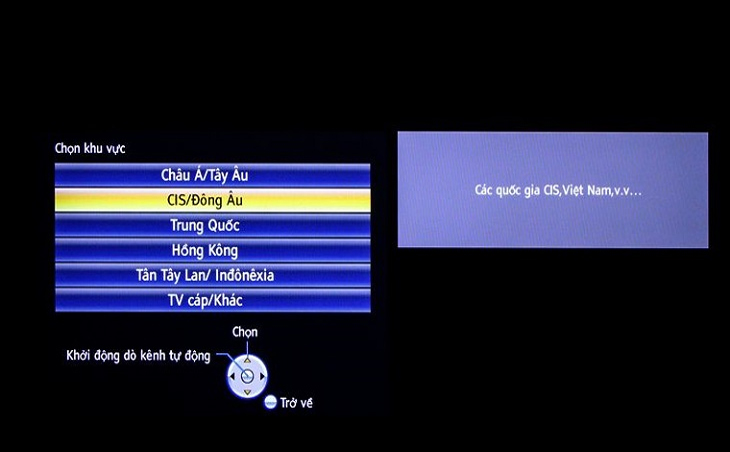 Do tivi thiết lập sai cài đặt vùng