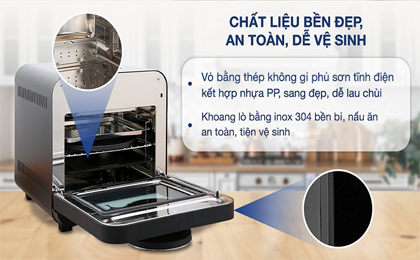 Lò chiên không dầu kết hợp hấp Kalite STEAM STAR 15 lít - Bảng điều khiển