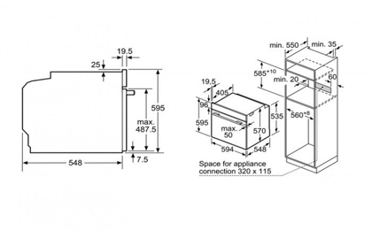 Thông số lắp đặt của lò nướng Bosch HBA5570S0B