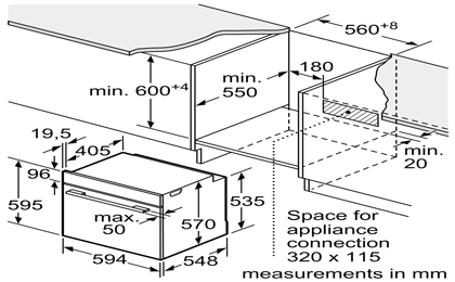 Kích thước Lò nướng Bosch HBG5370B0