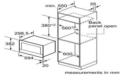 Kích thước Lò vi sóng Bosch BFL634GS1