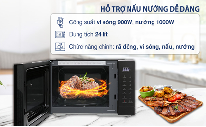 Lò vi sóng có nướng Panasonic NN-GT35NBYUE 24 lít - Hỗ trợ nấu nướng