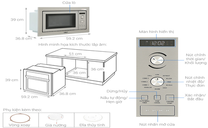 Lò vi sóng có nướng lắp âm Chef's EH-MW801S 25 lít