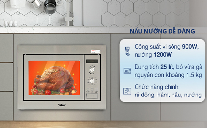 Lò vi sóng âm có nướng Chef's EH-MW801S 25 lít - Hỗ trợ nấu nướng