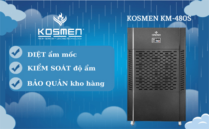 Máy hút ẩm không khí Kosmen KM-480S xử lý ẩm tốt trong phạm vi diện tích lớn