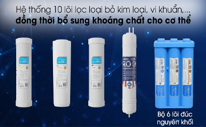 Hệ thống 10 lõi lọc - Máy lọc nước không vỏ RO Karofi KAQ-U95 10 lõi