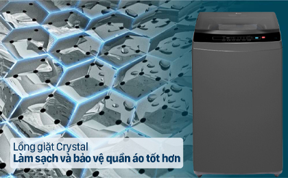 Máy giặt Casper 9.5 kg WT-95N68BGA - Làm sạch và bảo vệ quần áo tốt nhất với lồng giặt Crystal