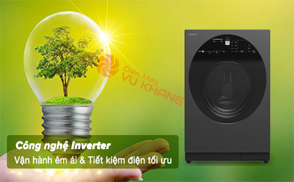 Máy giặt Inverter 10 kg Hitachi BD-100XGV MAG - Công nghệ Inverter hoạt động ổn định, êm ái và tiết kiệm điện tối ưu