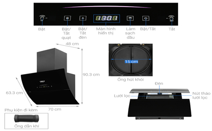 Máy hút mùi áp tường Chef's EH-R706E7B