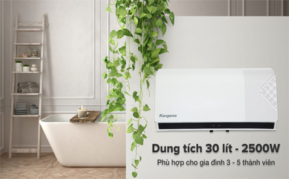 Máy nước nóng gián tiếp Kangaroo 22 lít 2500W KG79A2 - Cầu dao chống rò điện ELCB