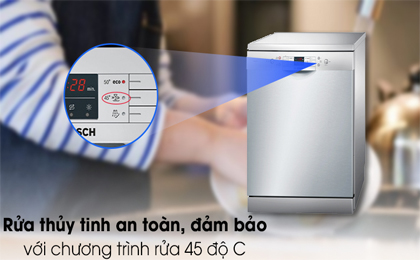 Máy rửa chén Bosch SMS63L08EA 2400W - Rửa thủy tinh với chương trình rửa 45 độ C