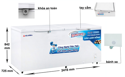 Tủ đông Alaska 3 cửa Inverter 1100 Lít HB-1100CI