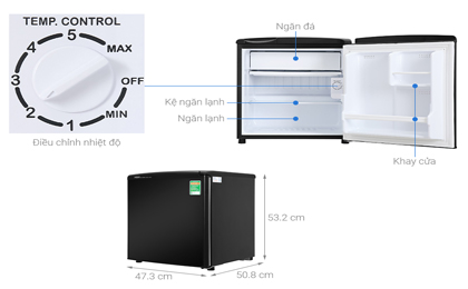 Tủ lạnh Aqua 50 lít AQR-D59FA(BS)