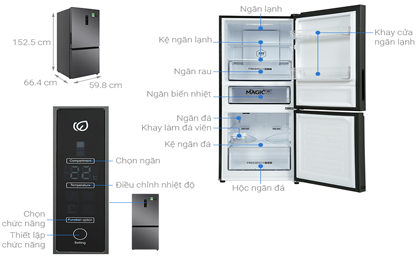 Tủ lạnh Aqua Inverter 260 Lít AQR-B306MA(HB)