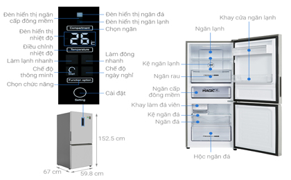 Tủ lạnh Aqua Inverter 260 lít AQR-I298EB SW