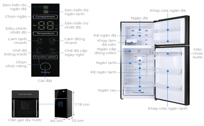 Tủ lạnh Aqua Inverter 347 lít AQR-T389FA(WGB)