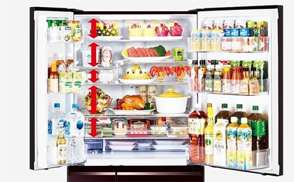 tủ lạnhaTủ lạnh Mitsubishi Inverter 365 Lít MR-CGX46EN-GBK-V - Khay đựng và ngăn chứa linh hoạt