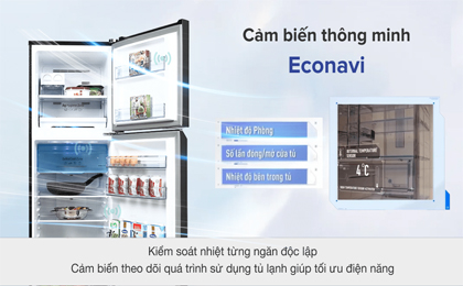 Tủ lạnh Panasonic Inverter 306 lít NR-TV341VGMV - Cảm biến Econavi