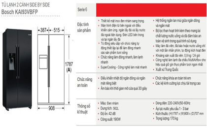 Tổng quan về tủ lạnh Side by Side Bosch KAI93VBFP