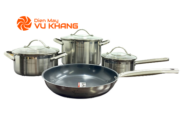 Bộ nồi chảo inox cao cấp 4 món Zemcook S4S