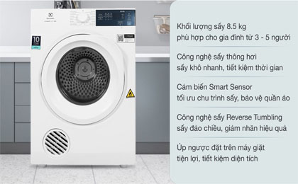 Máy sấy thông hơi Electrolux 8.5 kg EDV854J3WB