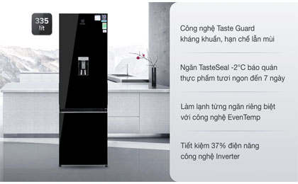 Tủ lạnh Electrolux Inverter 335 lít EBB3742K-H