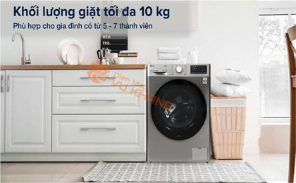 Máy giặt LG Inverter 10 kg FV1410S4P - Khối lượng giặt 10 kg phù hợp cho gia đình từ 5 - 7 thành viên