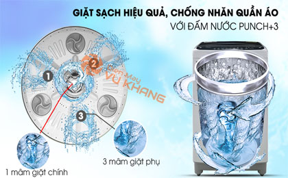 Kết hợp giữa lồng giặt TurboDrum và đấm nước Punch+3 - Máy giặt LG Inverter 10.5 kg T2350VS2M