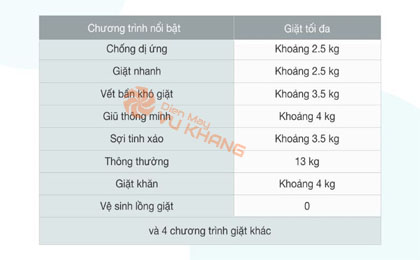 Máy giặt LG Inverter 13 kg TH2113SSAK - Chương trình giặt