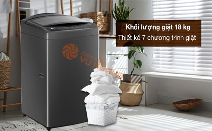 Máy giặt LG Inverter 18 kg TV2518DV3B - Khối lượng giặt 18kg, trang bị 7 chương trình giặt