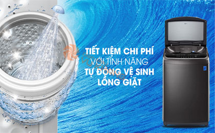 Tiết kiệm chi phí với vệ sinh lồng giặt tự động - Máy giặt LG Inverter 19 kg TH2519SSAK