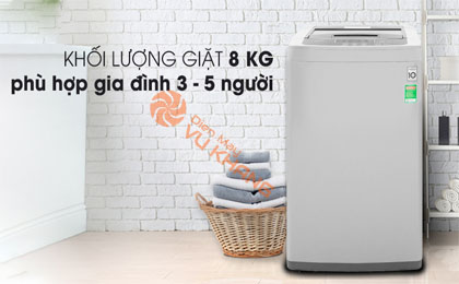 Máy giặt LG Inverter 8 kg T2108VSPM2 - Khối lượng giặt 8 kg, phù hợp gia đình 3 - 5 người