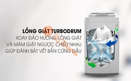 Máy giặt LG Inverter 8 kg T2108VSPM2-Giảm xoắn rối quần áo bởi lồng giặt Turbo Drum