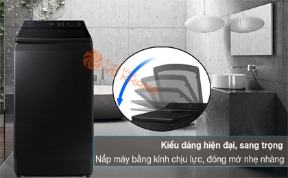 Máy giặt Samsung 12kg WA12CG5745BVSV - Kiểu dáng hiện đại, nắp máy bằng kính chịu lực sang trọng, đóng mở nhẹ nhàng