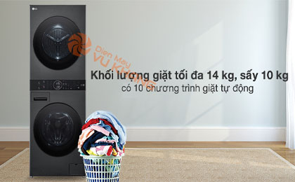 Máy giặt sấy LG Inverter 14 kg WT1410NHB - Khối lượng giặt và chương trình giặt