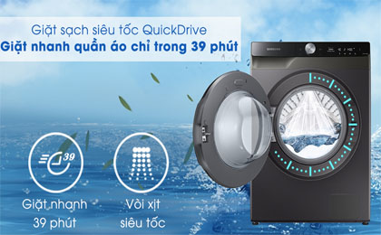 Máy giặt sấy Samsung 11kg WD11T734DBX/SV - giặt nhanh