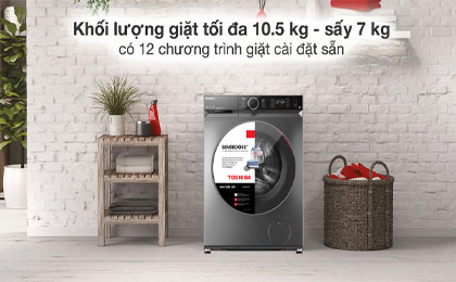 Máy giặt sấy Toshiba Inverter 10.5 kg TWD-BM115GF4V(SK) - Khối lượng giặt sấy và chương trình giặt