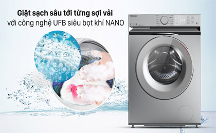 Máy giặt Toshiba 10.5 kg TW-BL115A2V(SS) - Giặt sạch sâu tới từng sợi vải với công nghệ UFB siêu bọt khí NANO