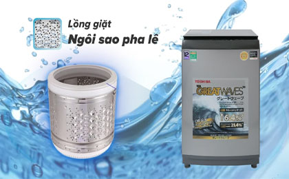 Máy giặt Toshiba Inverter 12 kg AW-DUK1300KV(SG) - Lồng giặt ngôi sao pha lê