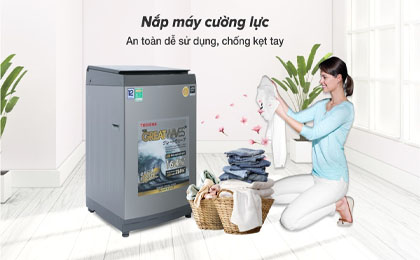 Máy giặt Toshiba Inverter 12 kg AW-DUK1300KV(SG) - Nắp máy cường lực