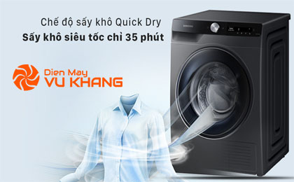 Máy sấy Samsung Inverter 9 kg DV90T7240BB/SV - Sấy nhanh siêu tốc với QuickDry