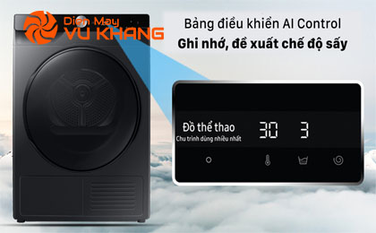 Máy sấy Samsung Inverter 9 kg DV90T7240BB/SV - Bảng điều khiển AI thông minh ghi nhớ, phân tích, đề xuất chế độ giặt theo thói quen sử dụng hàng ngày