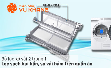 Máy sấy bơm nhiệt Samsung 9kg DV90T7240BH/SV - Lọc sơ vải