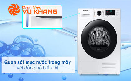 Máy sấy Samsung 9kg DV90TA240AE/SV - Đồng hồ hiển thị mực nước 